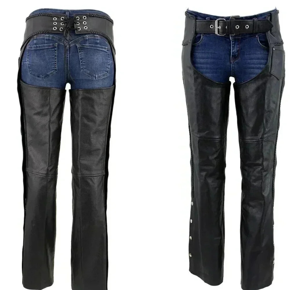 Braided Leather Motorcycle Chaps Women's Size 4